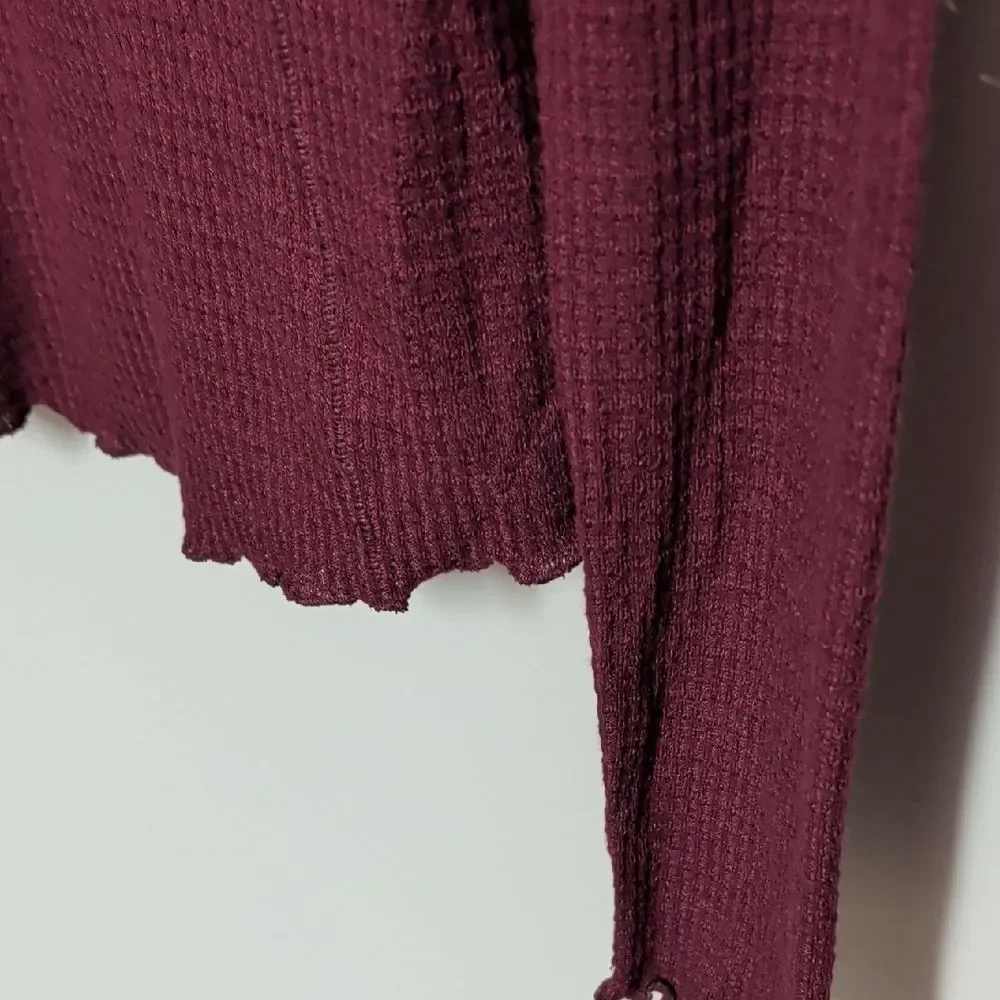 Free People Burgundy Long Sleeve Top